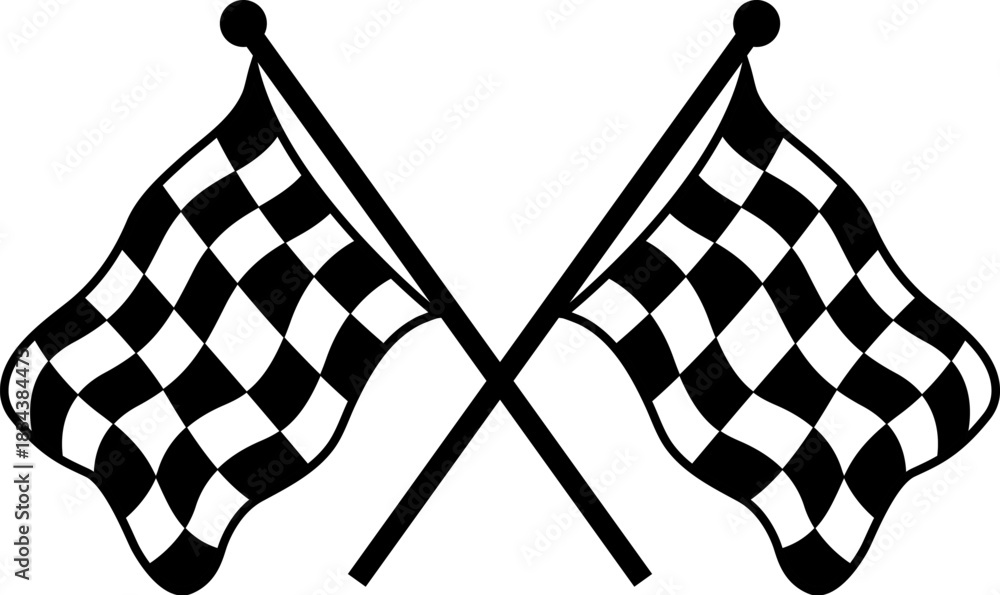 Naklejka premium Crossed checkered flags a illustration for racing events isolated on white background