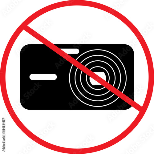 No camera sign a prohibition symbol indicating photography is not allowed illustration isolated on white