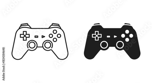 Game Controller Icon Set - Outline and Solid Gamepad Symbols