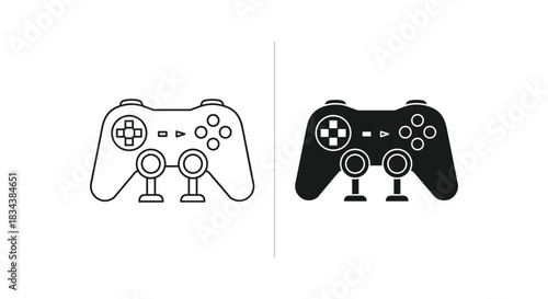 Video Game Controller Icon - Outline and Solid Glyphs