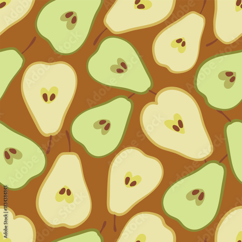 Caramel Pears Retro background pattern print. Ideal for original decorations. Perfect for fabric, wallpaper, wrapping, scrapbooking and stationery. Surface pattern design.