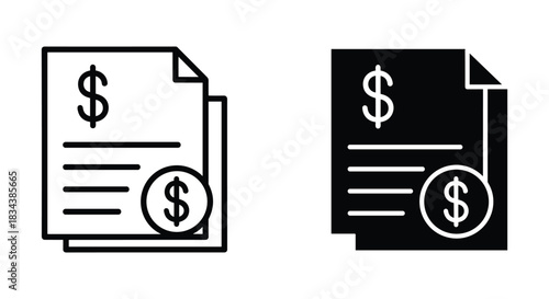 Financial Documents with Dollar Sign Icon Set