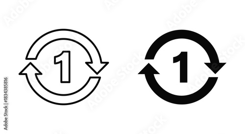 Repeat One Icon - Single Play Cycle Symbol