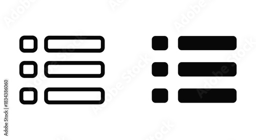 Minimalist UI List and Menu Icons - Outline and Filled Versions