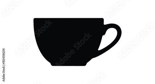 Simple black coffee cup illustration on white background silhouette