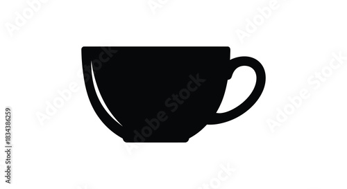 Simple black coffee cup graphic illustration on white background silhouette