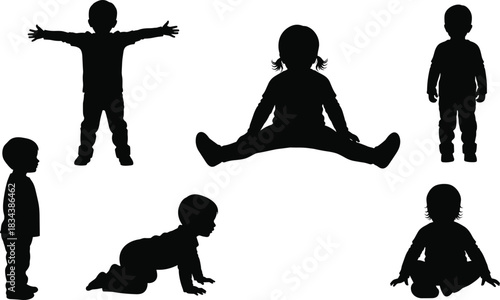 Traditional Hawaiian Hula Dancer Silhouettes Vector Set, Illustrating Women in Grassy Skirts Performing Polynesian Dance, Emphasizing Tropical Culture, Island Entertainment, Folklore, and Dynamic 