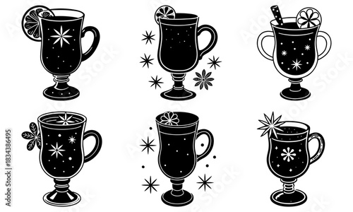 Festive holiday drinks for winter celebrations, adding warmth and cheer to your seasonal designs, perfect for Christmas and New Year projects