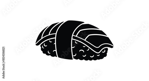 Salmon nigiri sushi silhouette on white background japanese food art silhouette