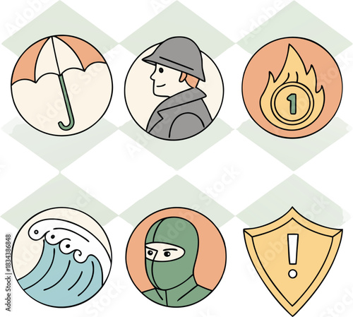 Collection of Insurance and Security Icons with Flat Design Style protection safety