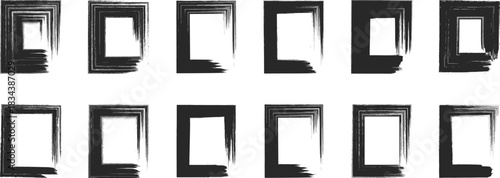 Grunge frame collection. Black ink brush frame collection bundle elements. Grunge photo frame template collection. Grunge rectangel and square shape frame