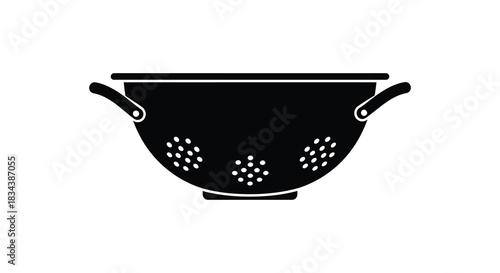 Colander silhouette kitchen utensil illustration for cooking and food preparation silhouette