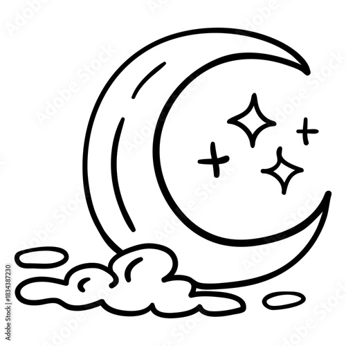 Magic crescent moon stroke moon