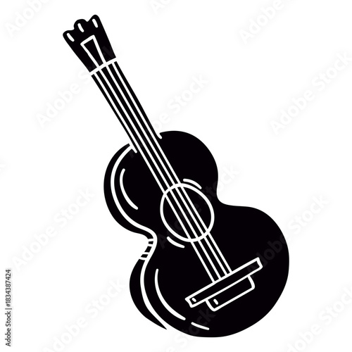 Acoustic guitar hand drawn black