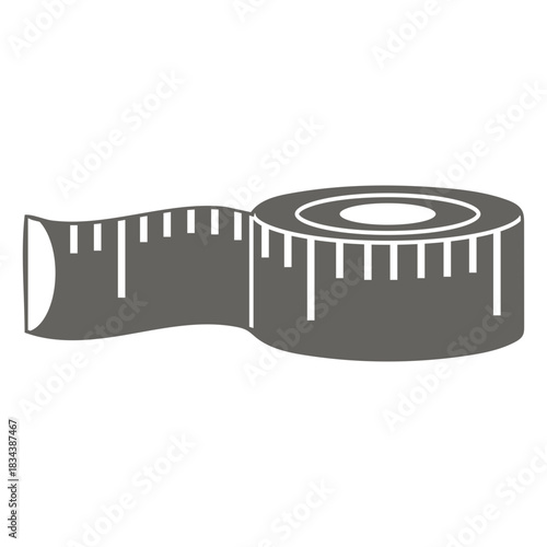 Cloth tape measure grey flat