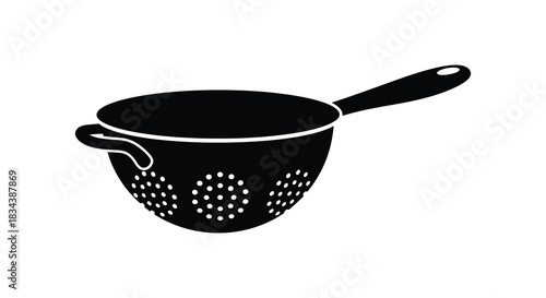 Colander silhouette kitchen utensil illustration for cooking and food preparation