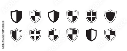 Safeguard your brand with a versatile collection of shield icons for security, protection, and trust, perfect for any business or organization