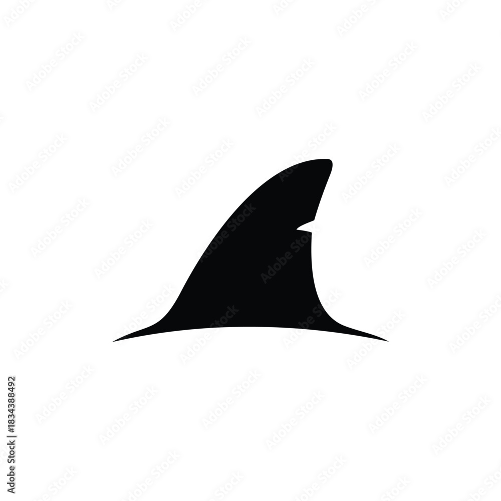 Fototapeta premium Shark fin silhouette icon vector flat design.