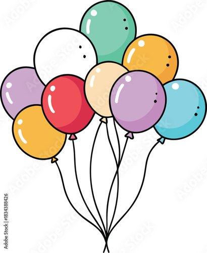 Party Decoration Balloon Bunch Vector Illustration.