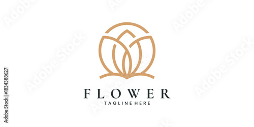 Minimalist floral line art logo design