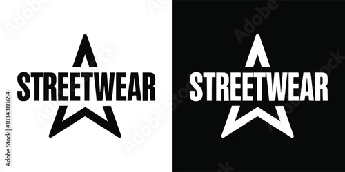 Streetwear logo with bold typography and star icon in modern monochrome style