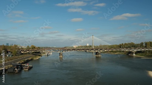 view of the bridge over the Vistula River, Warsaw