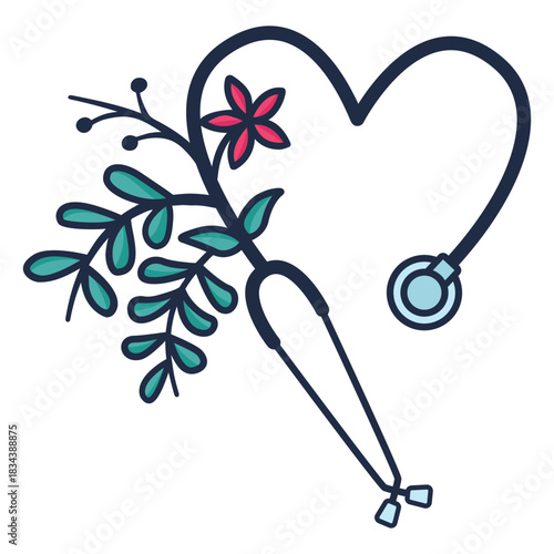 Flowery stethoscope symbol
