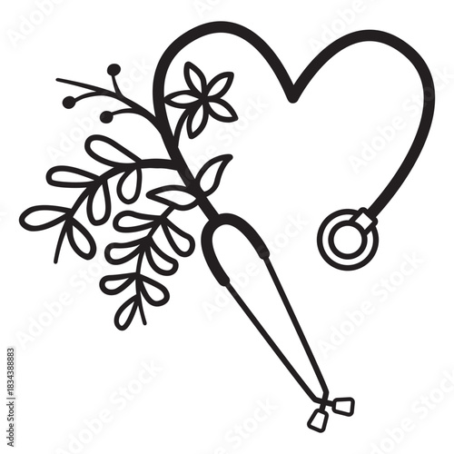 Flowery stethoscope symbol outline