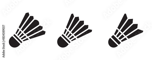 Dynamic shuttlecock icons for badminton enthusiasts, perfect for sports branding, tournament promotions, and fitness campaigns