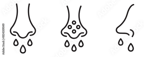 Seasonal allergies illustration for cold and flu season healthcare products and marketing, showcasing congestion and runny nose in minimalist style