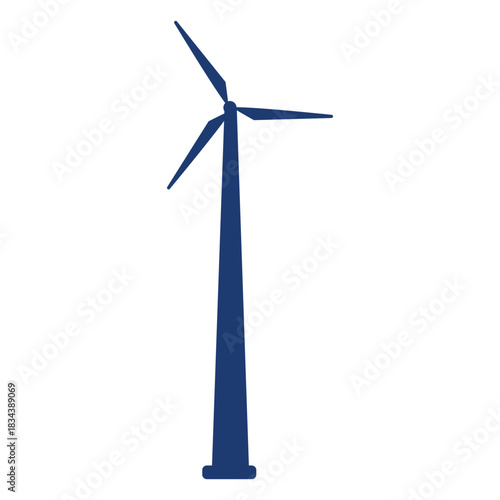 Wind turbine tower silhouette blue