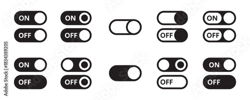 Modern on off toggle switch set for sleek interface design and innovative applications, perfect for web design and app development projects