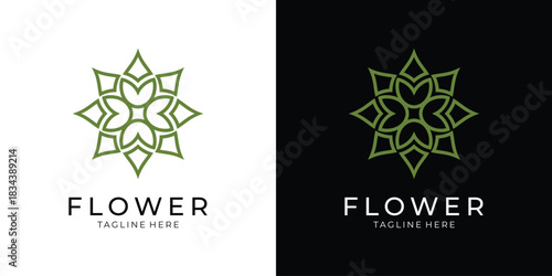 Geometric floral line art logo design