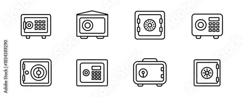 Secure your assets with these sleek safe icons - perfect for financial services, security firms, and modern banking applications, ensuring safety
