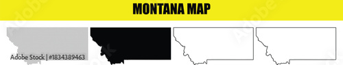 Montana Map Collection in Different Styles Vector Illustration Graphic Design