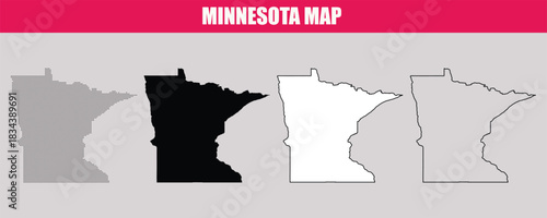 Minnesota State Map Vector Illustration with Different Style Variations