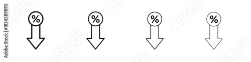 Percent down icon, Set vector logo design templates,