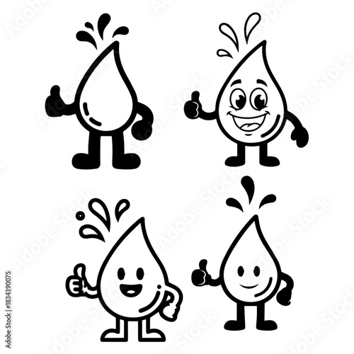 DROP OF WATER THUMBS UP , OKAY SILHOUETTE, SAVING WATER SILHOUETTE PACK