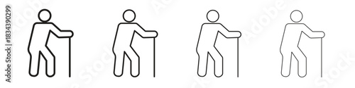 Person walking with cane icon, Set vector logo design templates,