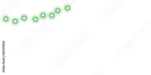 A curved string of glowing green dots on a plain white background.