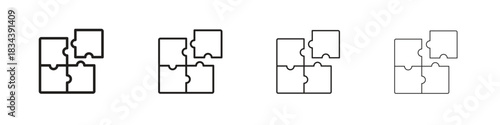 Puzzle pieces icon, Set vector logo design templates,