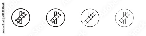 Fotografie Railroad crossing signs collection Silhouette flat icon design element