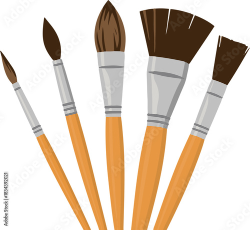 Set of different painting brushes for artistic creation art supplies drawing tools paintbrush collection for painting artworks various sizes