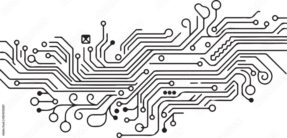 Obraz premium Abstract Electronic Circuit Board Network and Digital Technology Microchip Vector Illustration