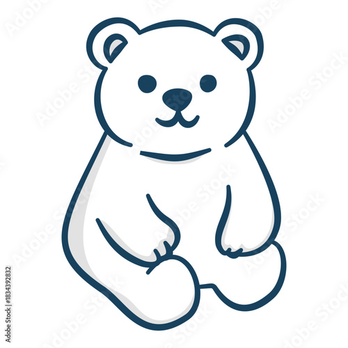 Simple sitting polar bear outline icon cartoon mascot graphic element