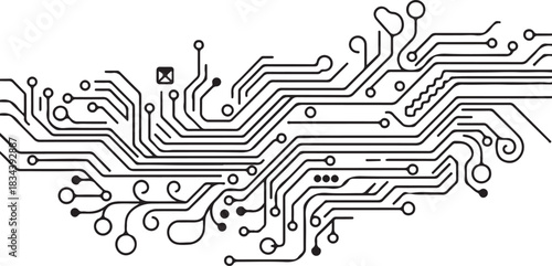 Abstract Electronic Circuit Board Network and Digital Technology Microchip Vector Illustration