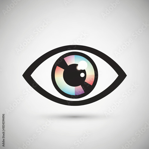 Eye with a colorful iris, symbolizing vision and perception.