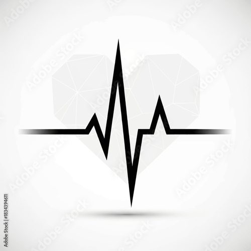 Heartbeat Line with Heart Shape, Medical Health Concept.