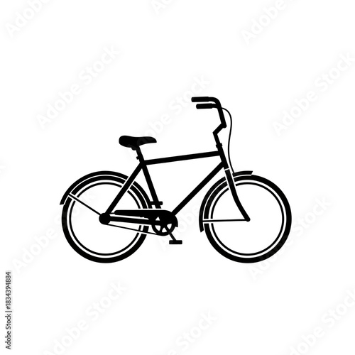 Silhouette of a classic bicycle with curved handlebars.