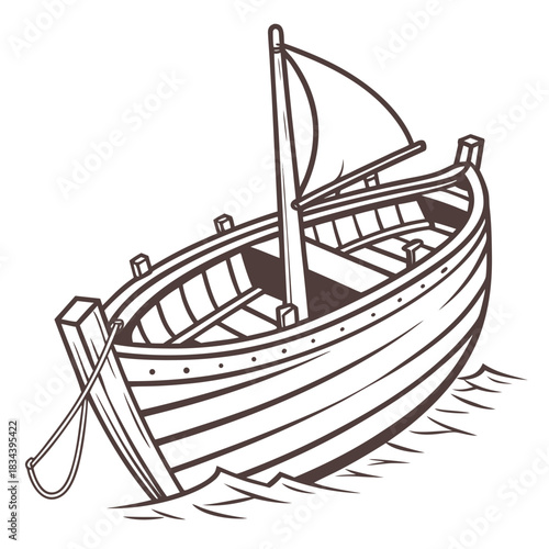 Small Sailboat with Mast and Sail on Water vessel watercraft